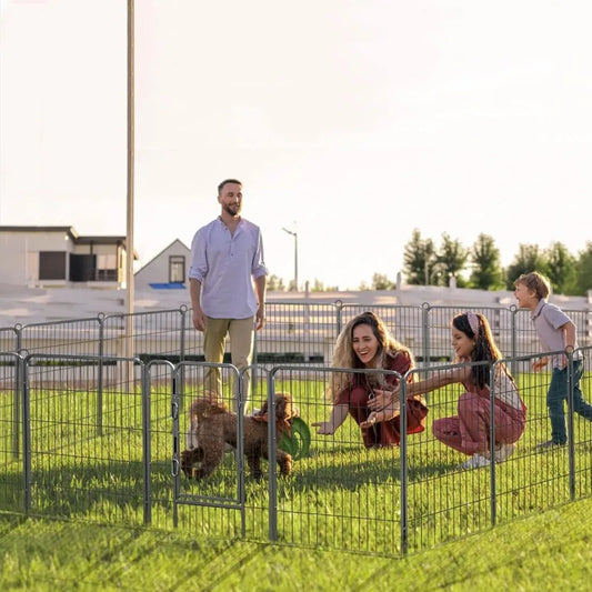 Dog Playpen, Foldable Metal Pet Dog Exercise Fence Pen with Door Gate, Heavy Duty Metal Small Animal Fence, Dog Kennel Outdoor (