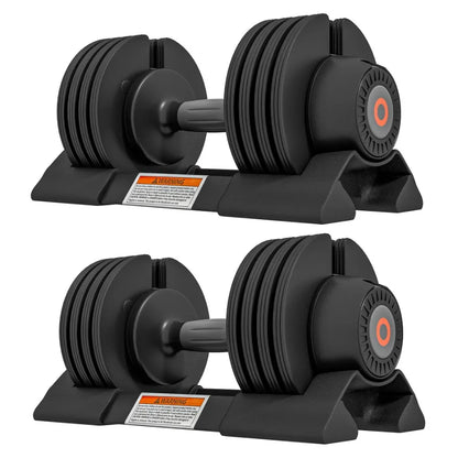4-Level Adjustable Dumbbells 2 x 22lbs Rubber Weights Exercise Fitness Dumbbell Set with Non-Slip Handles and Tray for Men Wome