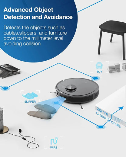 T8 Robot Vacuum and Mop Cleaner with Laser Navigation, Multi-floor Mapping, Object Avoidance, Custom Clean Zones
