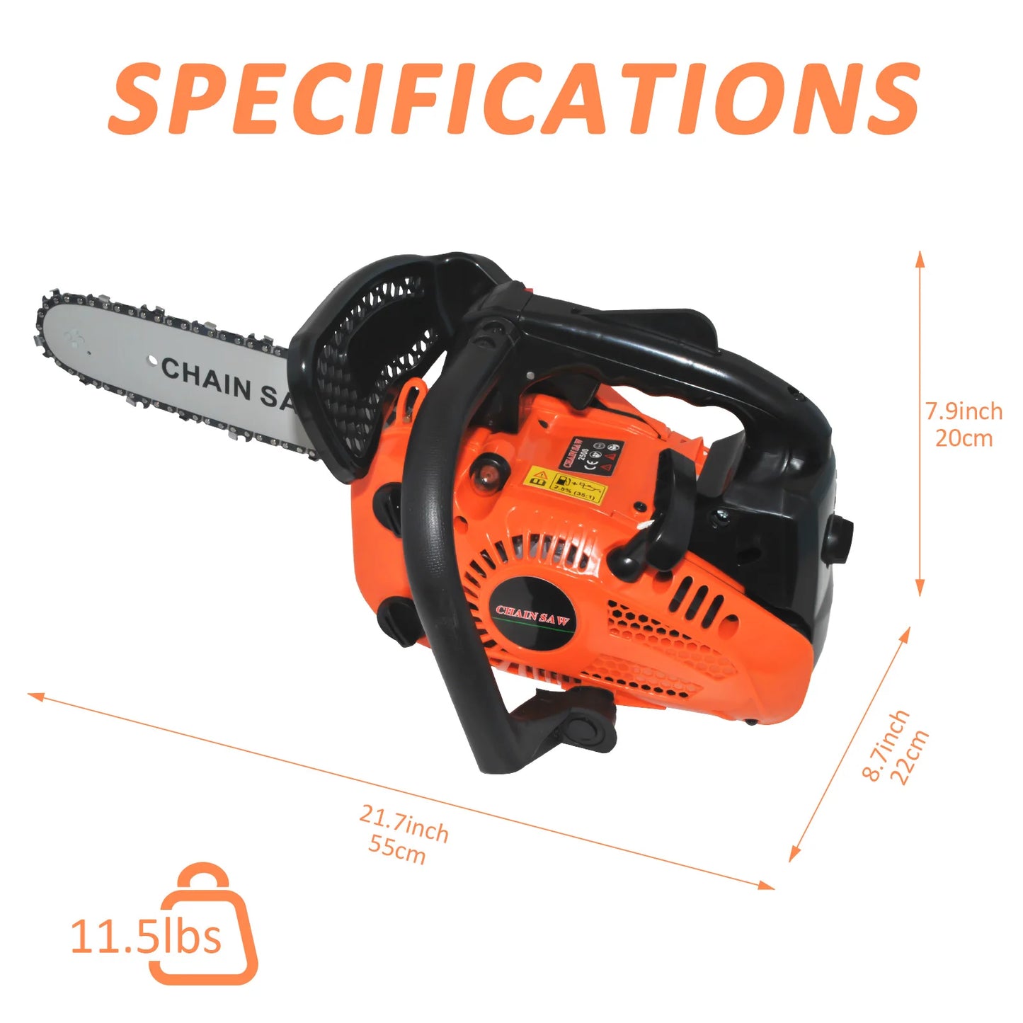 26CC 2-Cycle 12 Inch Petrol Handheld Cordless Chain Saw Top Handle Gas Powered Chainsaw