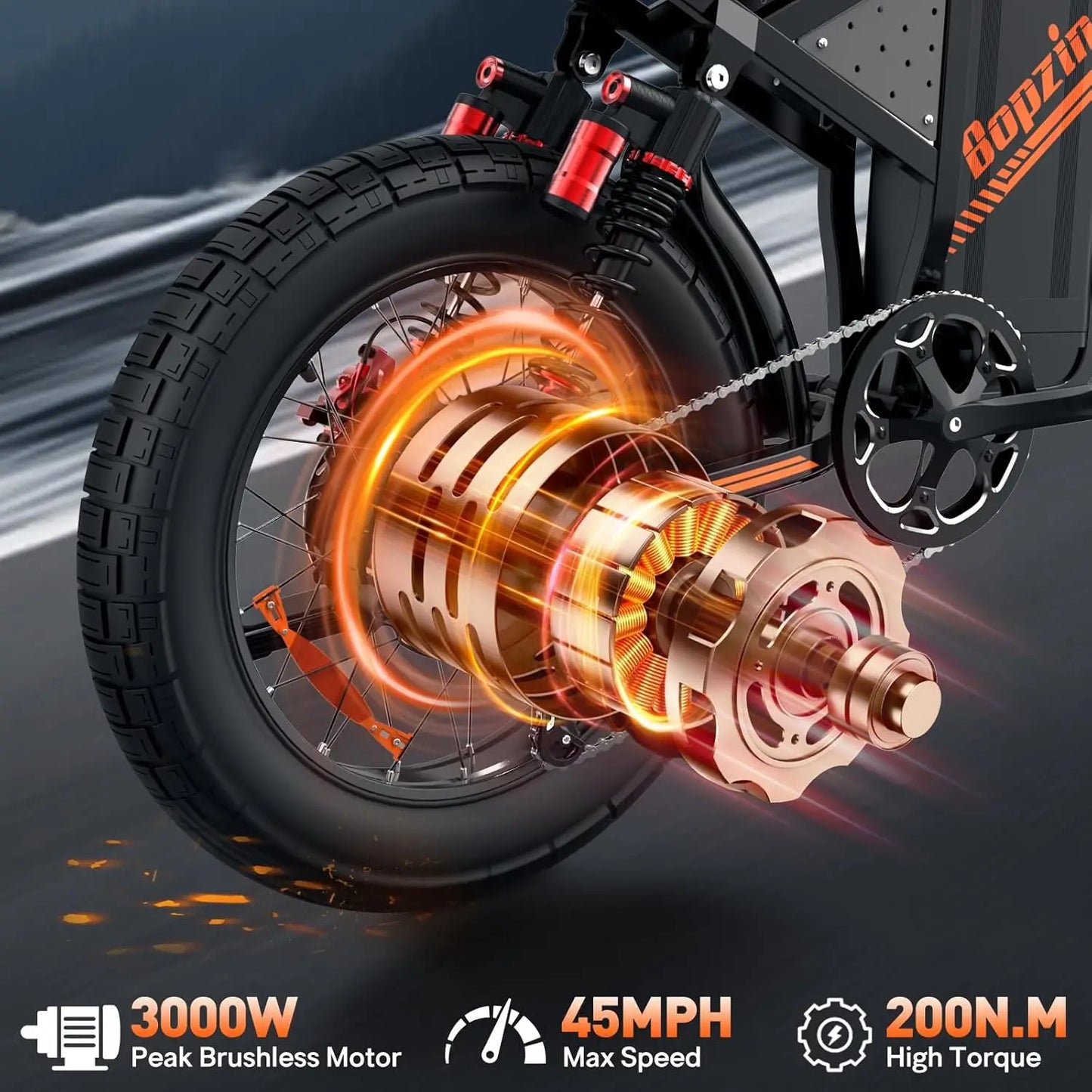 Electric Bike for Adults 3000W 60V 35AH 20" Fat Tire Electric-Motorcycle Dual Hydraulic Brakes Full Suspension Off-Road EBike