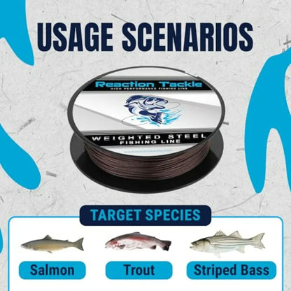 Trolling Line with 45LB Wghted Stainless Steel Wire for Fishing Durable and Corrosion-Resistant in Silver
