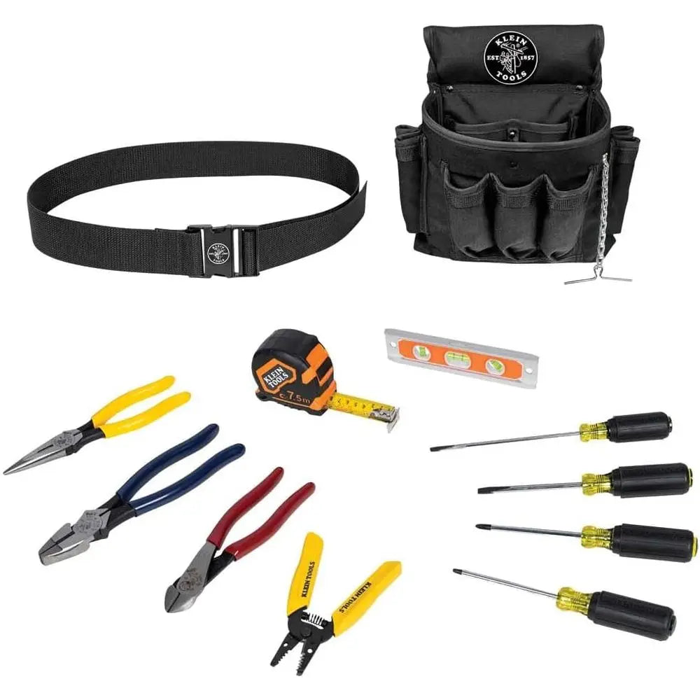 92003 Hand Tools Kit with Pliers, Screwdrivers, 18-Pocket Nylon Tool Pouch, and More Jobsite Tools, 12-Piece
