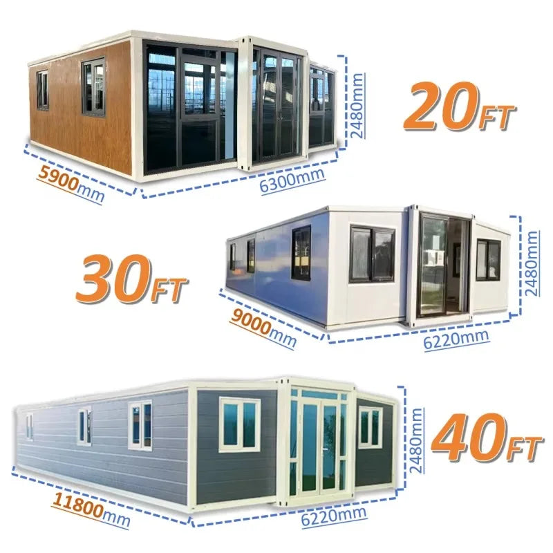 Prefabricated Building Expandable Container House 20ft 40ft Mobile Tiny House Living Hotel Office 2 3 4 Bedrooms Warehouse Barn