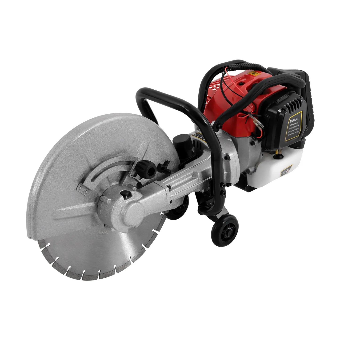 Gas Powered Cement Wet Dry Masonry Concrete Cut Off Saw 1400W 52CC Circular Saws With 350Mm Blade Adjustable Cutting Depth