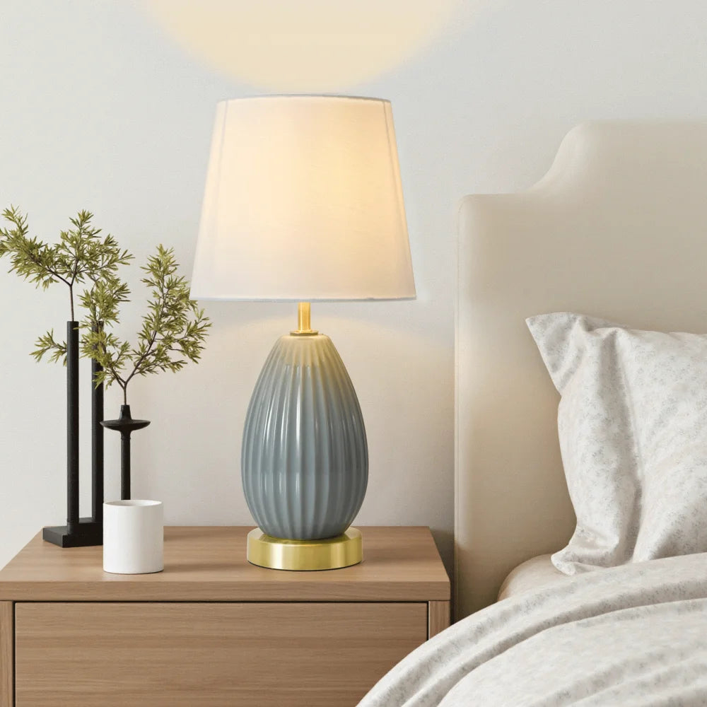 18-Inch Table Lamp with E26 Black Bakelite Socket, 60W Max (Bulb Excluded), Rotary Switch, Antique Brass & Light Blue Finish