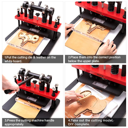 WUTA Pro Leather Cutting Machine Manual Die Cutter Embossing Shaping Tools Hand Press Mold DIY Punching Fabric Paper (Size L)