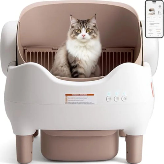 Self Cleaning Litter Box Automatic Cat Litter Box with APP Control Odor-Free Waste Disposal Includes Trash Bags Large Waste Bin