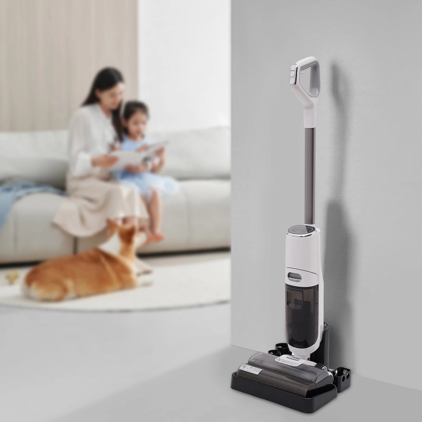 Cordless Wet Dry Vacuum Cleaner 250W Handheld Floor Washing Machine Self-Cleaning Floor Washer with LED Voice for Hard Floor