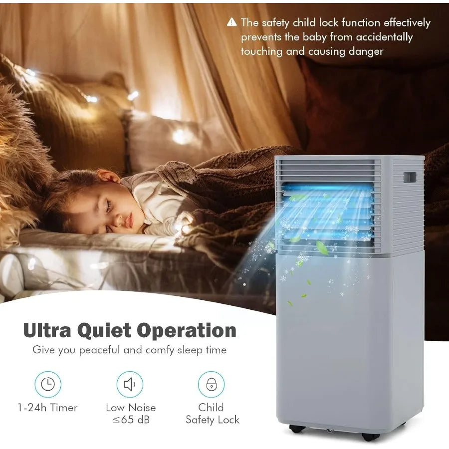 Portable Air Conditioner 8000 BTU with Dehumidifier Remote Control 24H Timer Window Kit for Bedroom and Dorm Cool Up to 230 sq.