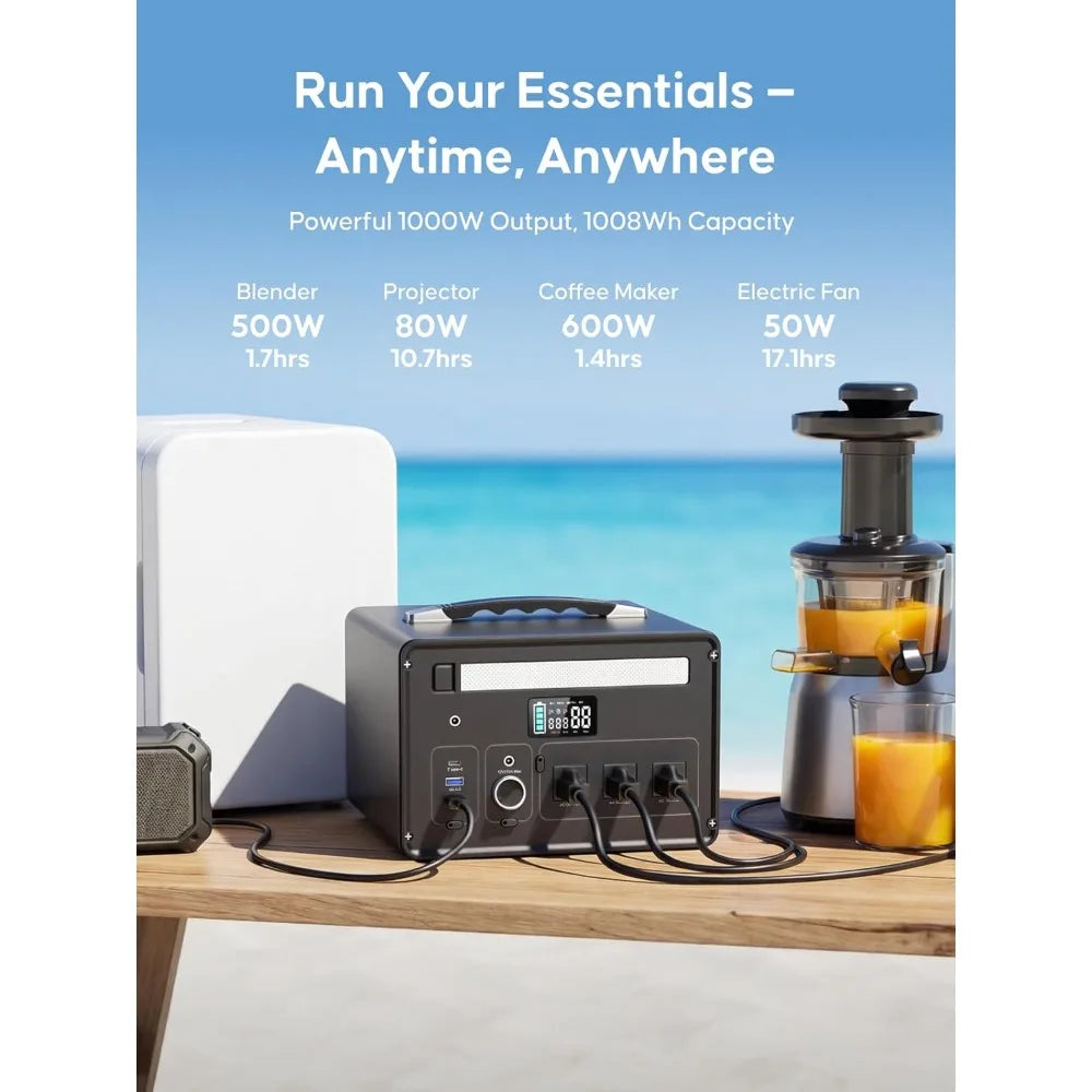 Portable Solar Generator 2200W, 1126Wh LiFePO4 Battery Pack, 4800W Peak, 1.25Hrs Fast Charging, Customized