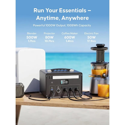 Portable Solar Generator 2200W, 1126Wh LiFePO4 Battery Pack, 4800W Peak, 1.25Hrs Fast Charging, Customized