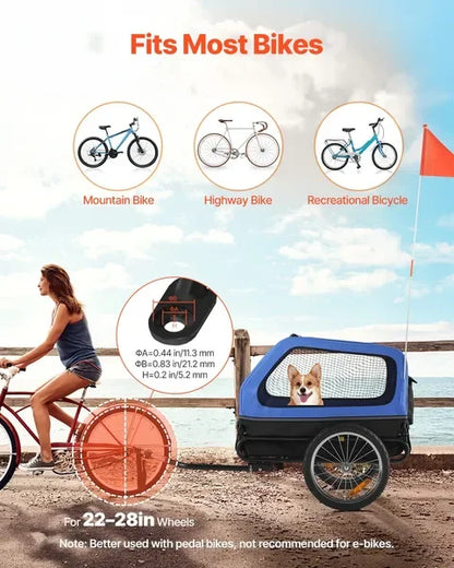 Dog Bike Trailer, Supports up to 88 lbs, Pet Cart Bicycle Carrier for Small & Large Dogs, Easy Folding Frame with Quick