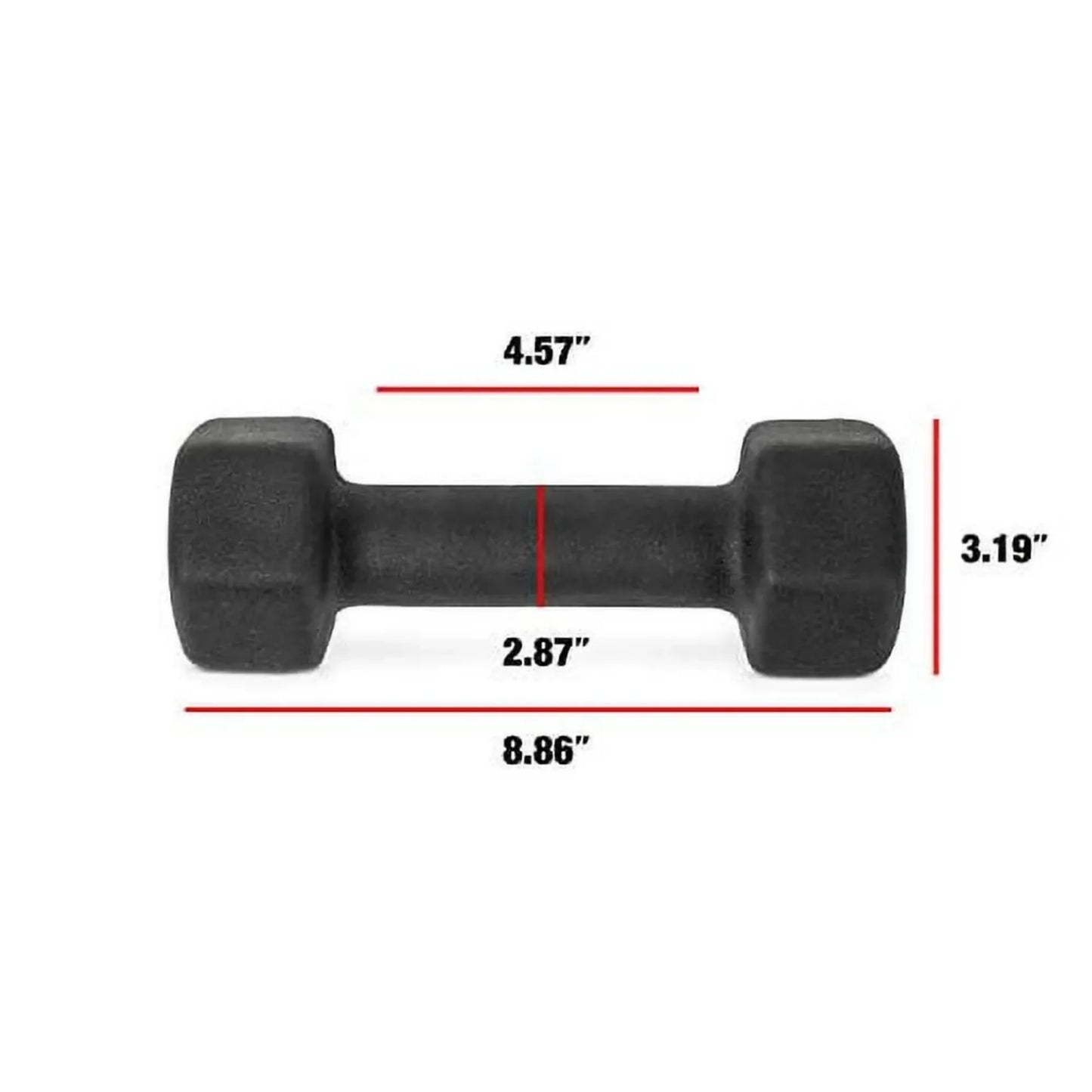 8lb Black Neoprene Dumbbell Pair, Non-Slip Grip Hand Weights for Women's Fitness, Home Gym & Strength Training