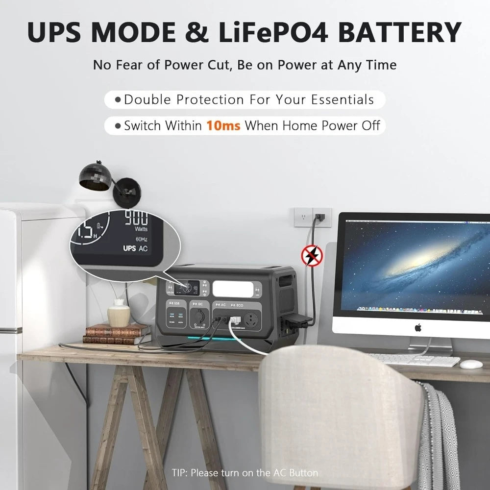 2400W LiFePO4 Power Station, 2048Wh Solar Generator with 1500W AC Charging &1200W Solar Charging, Expandable, Customized