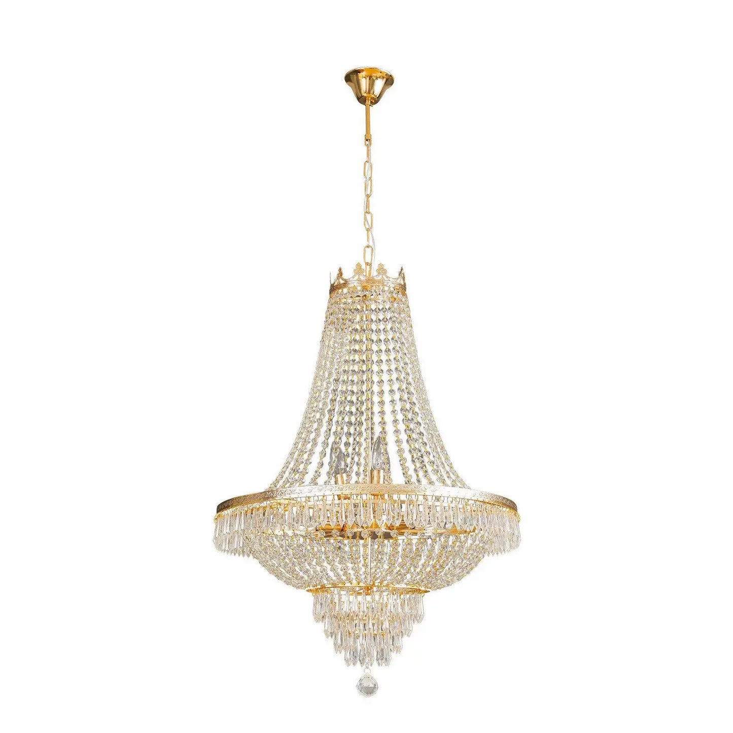 Modern Gold Crystal Chandelier H 30" x D 24" Luxury Crystal Chandeliers for Entryway Bedroom Light Fixture Pendant Light
