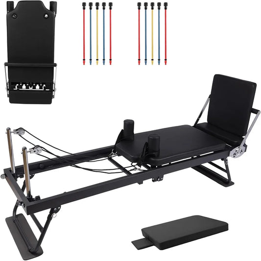 Pilates Reformer Machine 77" Foldable Pilates Equipment for Home Gym Workout, Adjustability Pilates Workout Equipment for Advanc