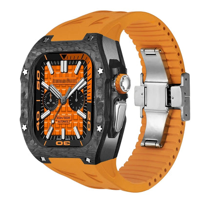 Modification Kit Carbon Fiber Case For Apple Watch Ultra 2 49mm Fluororubber Strap Luxury Mod Kit for iWatch Ultra 49MM