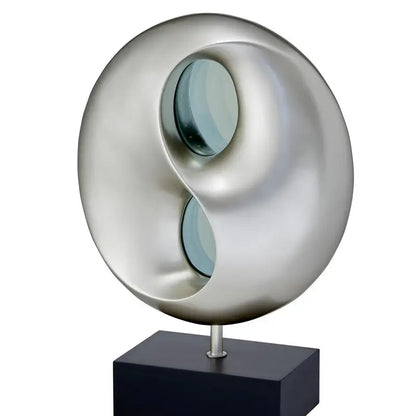 Ultra-Modern LED Table Lamp with Infinity Mirror, Black and Silver Finish, Antique Night Light for Bedroom Use