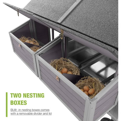 Chicken Coop for 10-12 Chickens with Large Wheels Wooden Large Chicken Coop Spacious Habitat with 4 Perches 4 Nesting