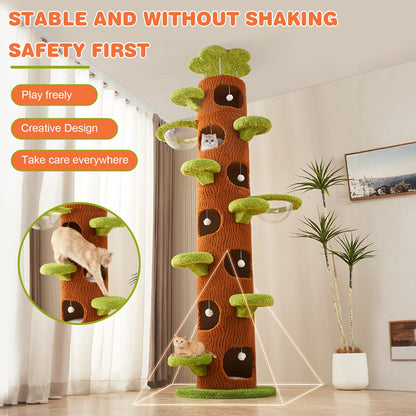 Tall Cat Tree Tower with Sisal Scratching Pad Cat Climbing Frame Super Large Cat Tree Tower for Maine Coon Cats