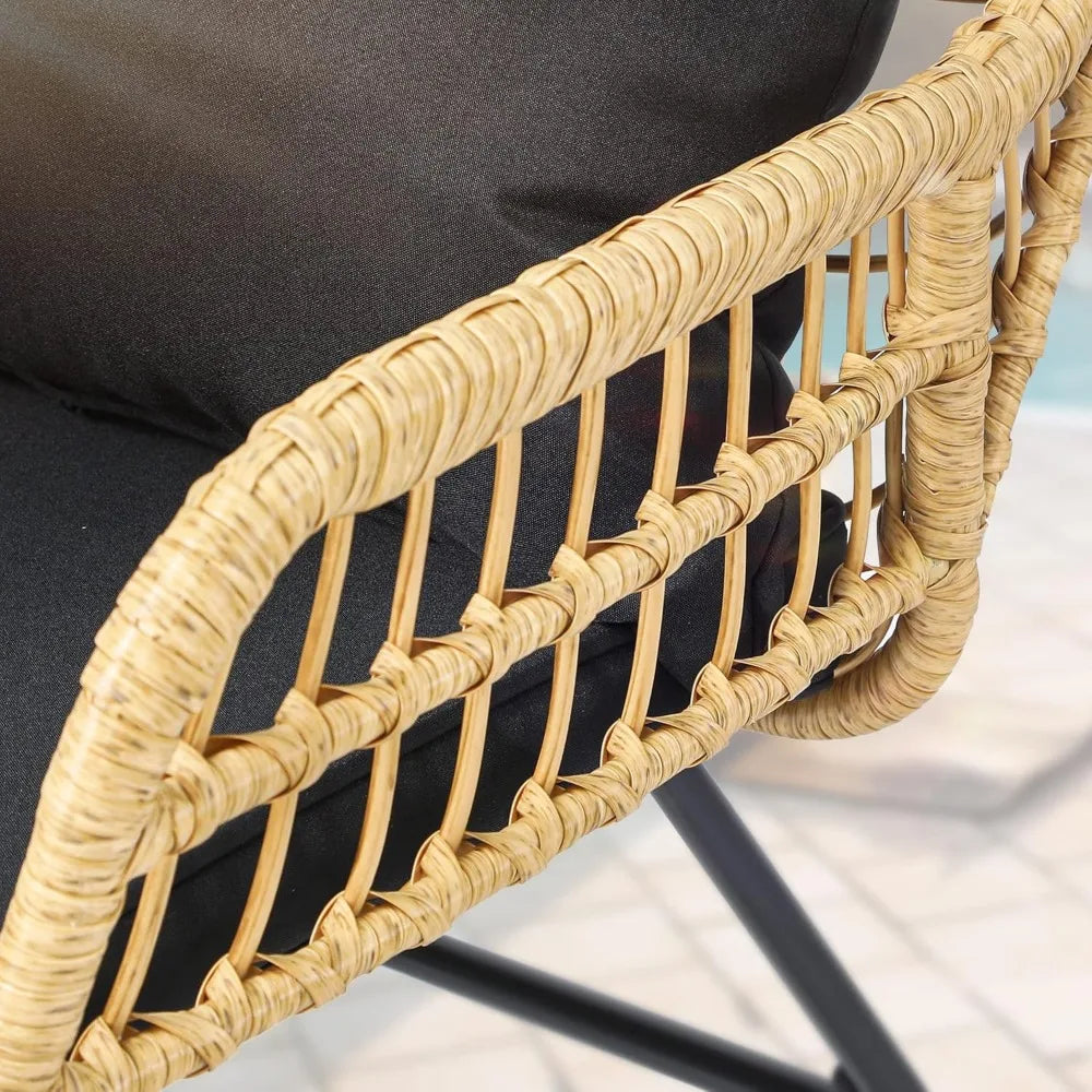 4-Piece Patio Furniture Wicker Outdoor Bistro Set, All-Weather Rattan Conversation Loveseat Chairs For Backyard, Balcony And De