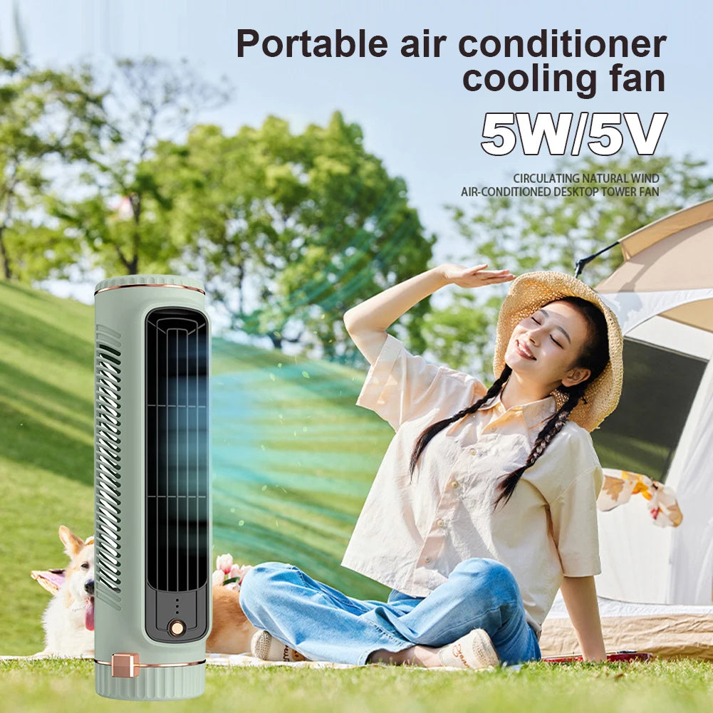 Tower Fan USB Charging Portable Air Conditioner Desktop Cooling Fan Bladeless Summer Fan for Home Bedroom