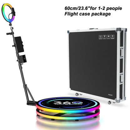 360 Photo Booth Machine 60/80/100cm With RGB Ring Light Flight Case Portable360 Spin Camera Booth For Wedding Party Event Rental