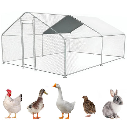 9.84x13.12x6.56FT Large Chicken Coop Lockable Walk-in Poultry Cage with Cover Spire Roof for Outdoor and Yard Farm Use
