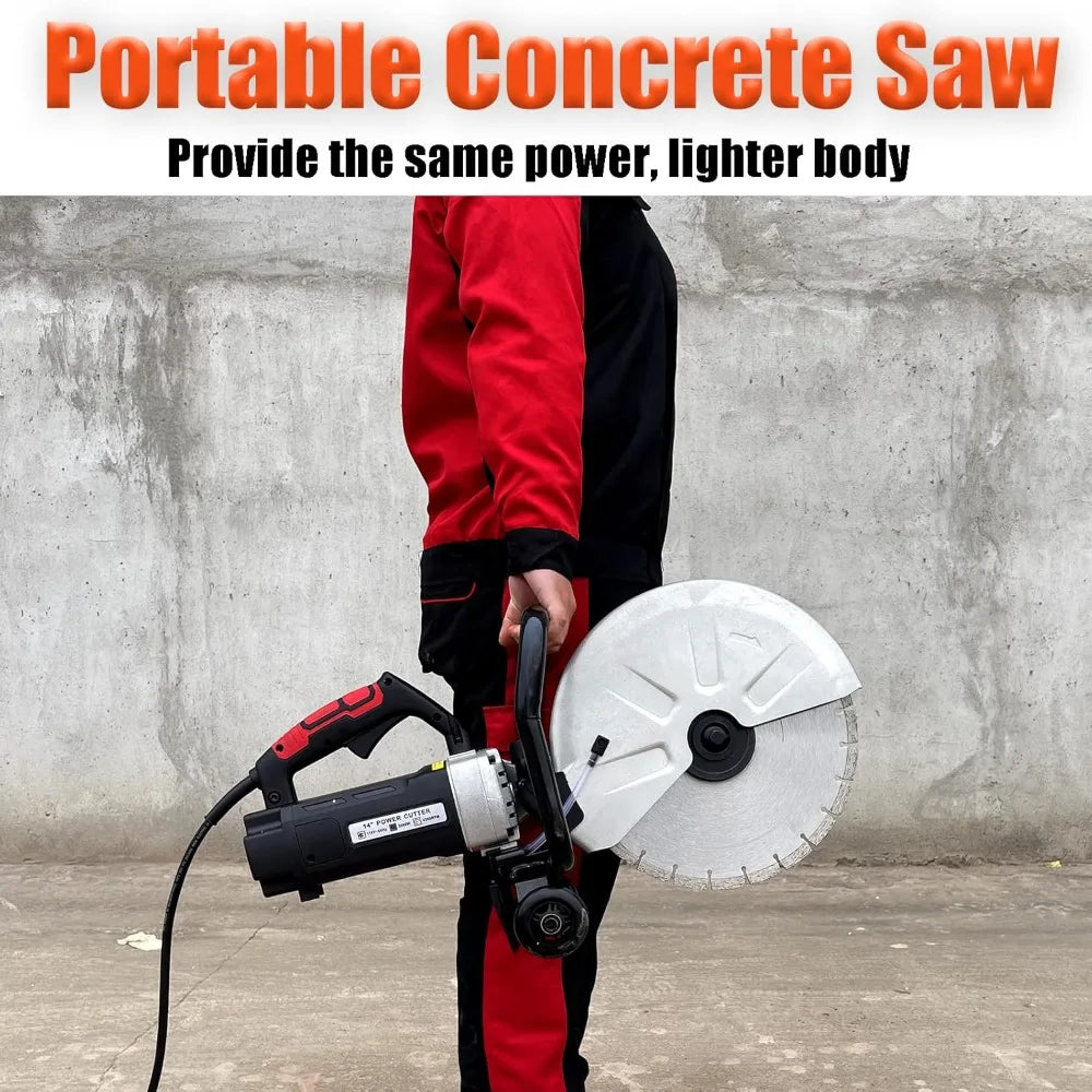 14 Inches Concrete Saw Electric Powered 3000W Cut-Off Saw, 110V 4.8 Cut Depth and Electric Grinder With Diamond Blade