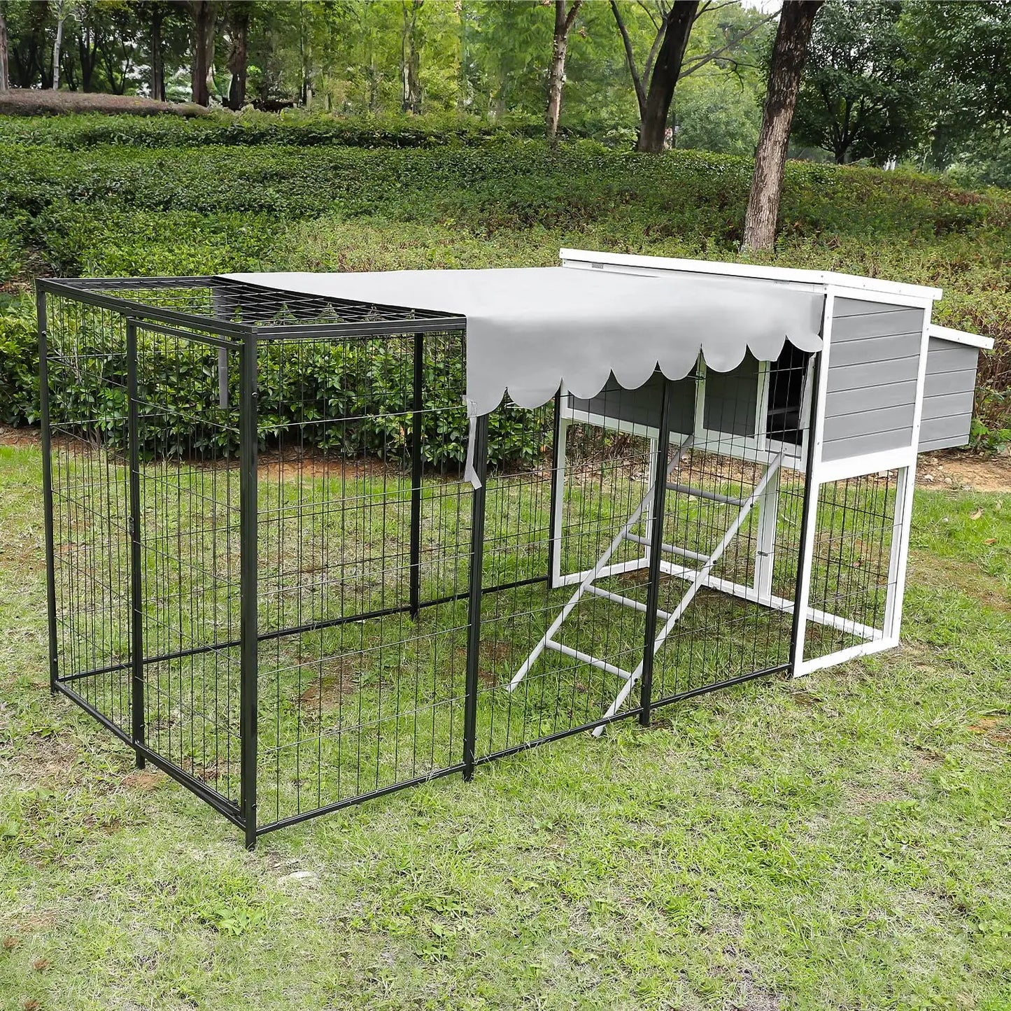 105" Outdoor Wooden Chicken Coop with Run Large Nesting Box Removable Tray Poultry Habitat Supplies, Customized