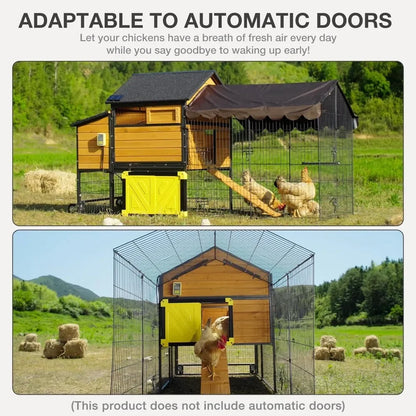 Chicken Coop with Wheels, Spacious 85 Metal Frame Chicken House with Nesting Box and Leakproof Pull on Tray