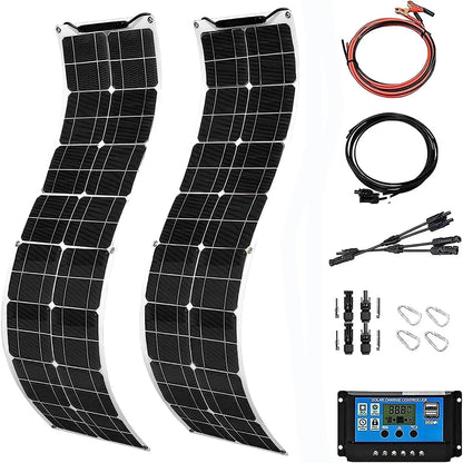 400 Watt Flexible Solar Panel for RV, 2 × 200 Watt 12 Volt Solar Power Panel Kit with 40A Solar Charge Controller, Customized