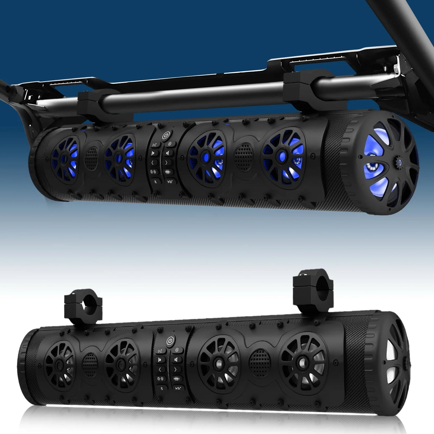 Sound Bar with 500W Peak Power IP66 Waterproof Bluetooth 5.3 RGB Beat Sync Light Easy Installation Full Range Speakers for Outdo