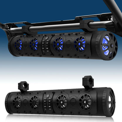 Sound Bar with 500W Peak Power IP66 Waterproof Bluetooth 5.3 RGB Beat Sync Light Easy Installation Full Range Speakers for Outdo