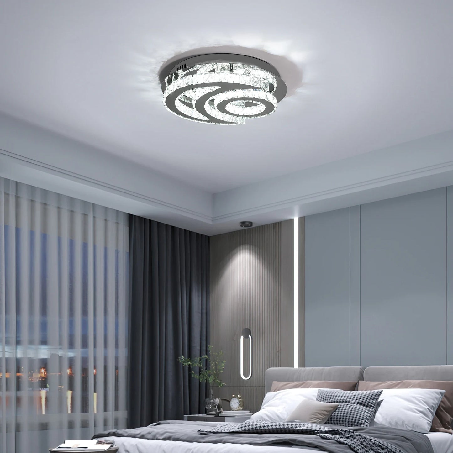 Modern Ceiling Lamp Crystal LED Sun Moon Design Light Luminaire Fixtures Living Dining Room Bedroom Decor