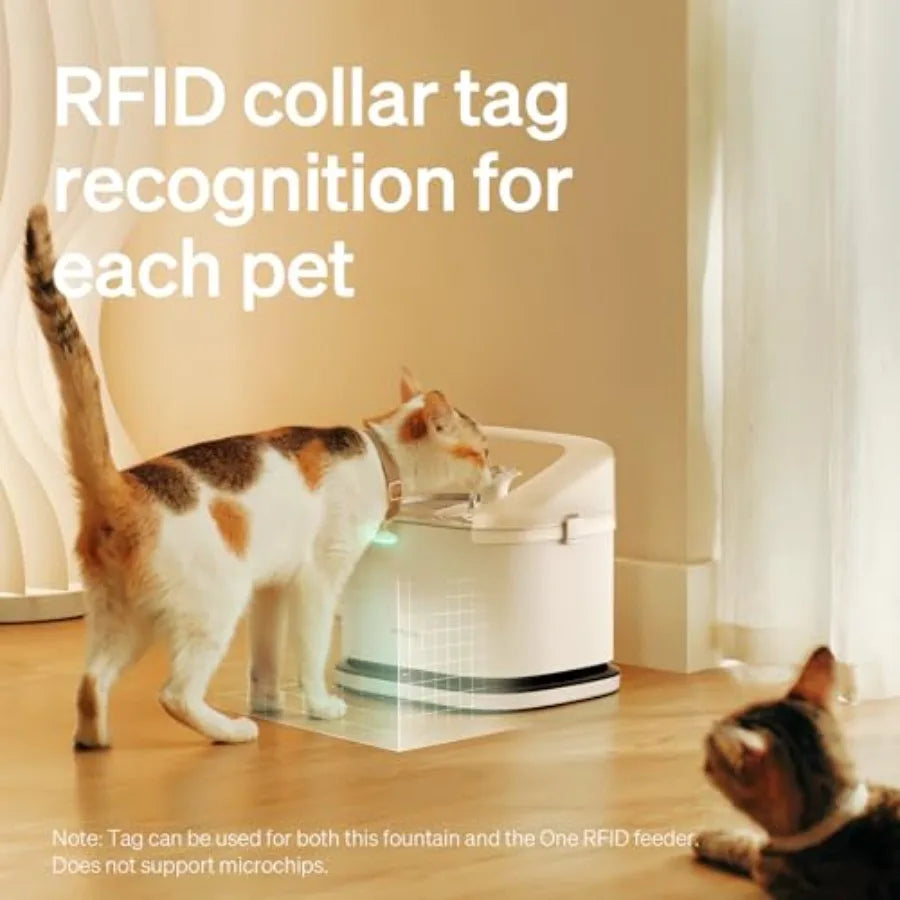 RFID Automatic Cat Feeder Water Fountain Collar Tag Activated Personalized Feeding Fresh Water for Multi-Pet Homes Wi-Fi Progra
