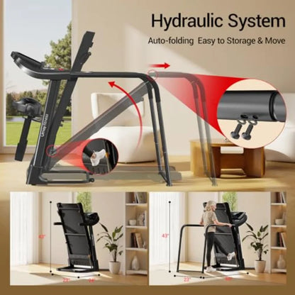 Home Fitness Treadmill with 20 Manual/Auto Incline 42.5×16.1 Extra-Wide Running Belt 400LB Capacity 3.5HP Motor 8.7 MPH Speed B