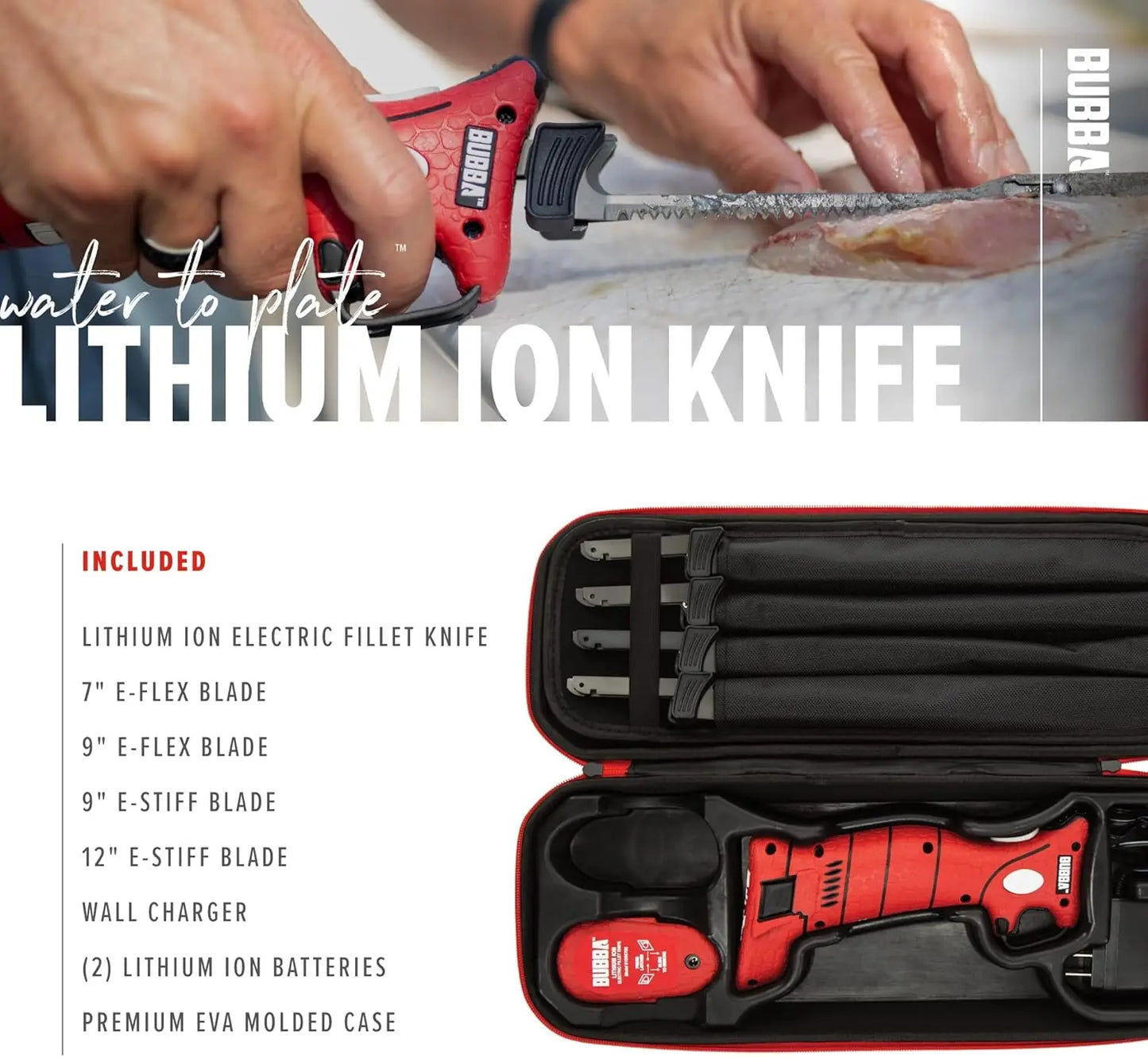 Cordless Electric Fillet Knife with Non-Slip Grip, 4 Coated Blades, Charger & Case for Fishing