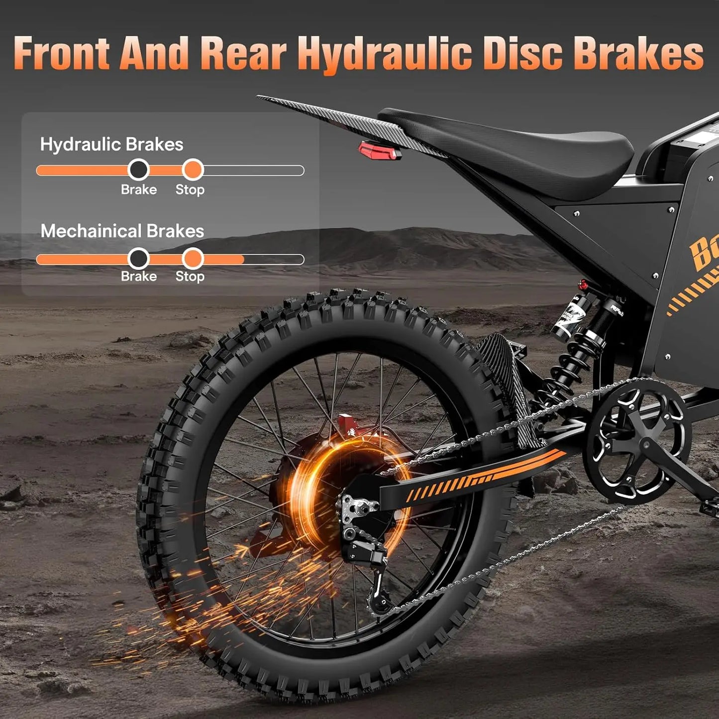 BOPZIN Q8 Electric Bicycle 3000W 60V 35AH Long Range Dirt Mountain E-Bike Big Power Locomotive Tire Electric Bikes for Adults