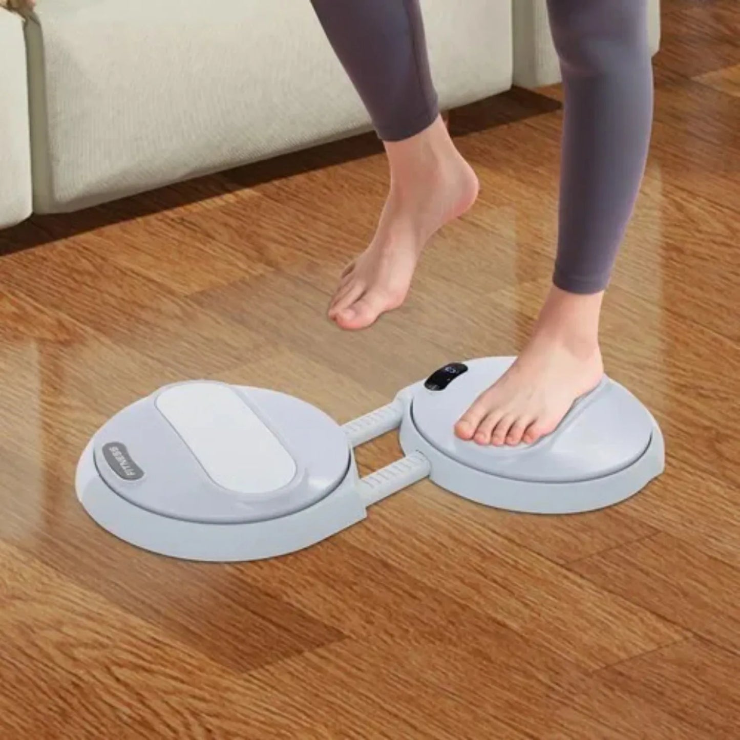 Gray Adjustable LCD Ab Twister Board w/ 2 Resistance Bands, Full Body Workout Equipment for Home Fitness, Core Strength Trainer