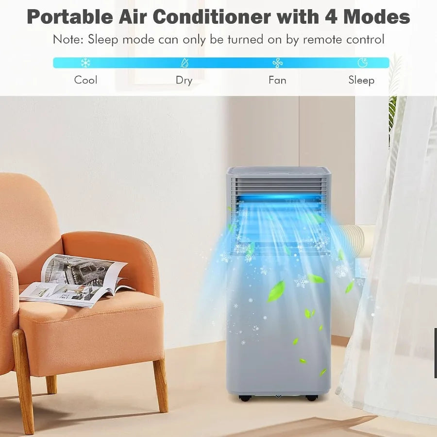 Portable Air Conditioner 8000 BTU with Dehumidifier Remote Control 24H Timer Window Kit for Bedroom and Dorm Cool Up to 230 sq.