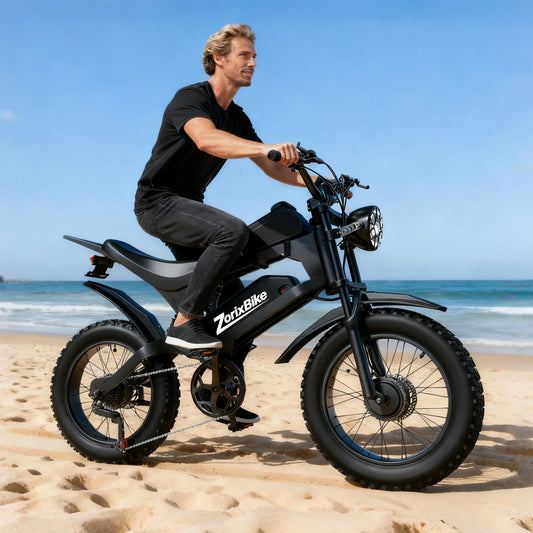 ZorixBike R8 Pro Electric Off-Road Bike 20x4" 3000W 35Mph 80Mile 48V 23Ah,7 Speed Wide Tire All Terrain E-Bike For Adult