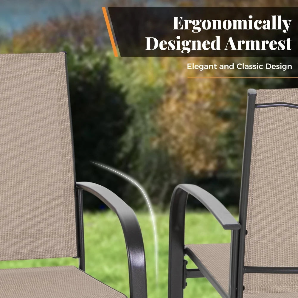 7-Piece Outdoor Dining Set with 6 Textilene Chairs and Metal Steel Rectangle Table Patio BBQ Gatherings