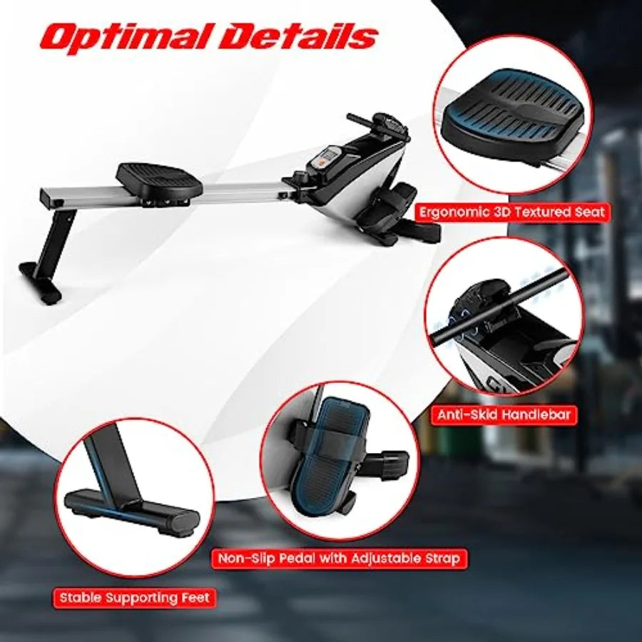 Folding Rowing MachineMagnetic Rower with Adjustable Resistance and LCD Display Exercise Cardio Fitness Equipment for Home Use