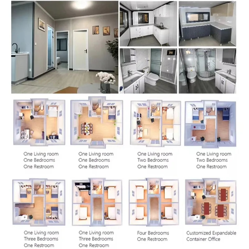 Prefabricated Container House Tiny Home 2 3 Bedrooms Steel Cabin Prefab House 20ft 40ft Portable Modular Mobile Garden Rooms