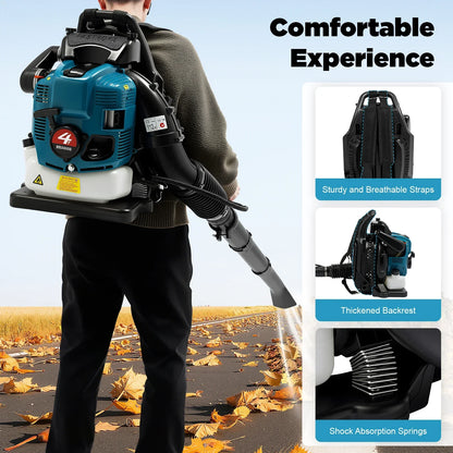 Petrol Backpack Leaf Blower 75.6cc 4-Stroke Engine A Powerful Sweeper Machine And Cordless Garden Tool For Snow Cleaning