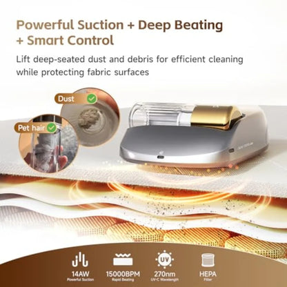 X1 Robot Bed Vacuum Automatic Mattress Vacuum Cleaner with Intelligent Path Planning UV-C Light HEPA Filter One-Click 100 Dust