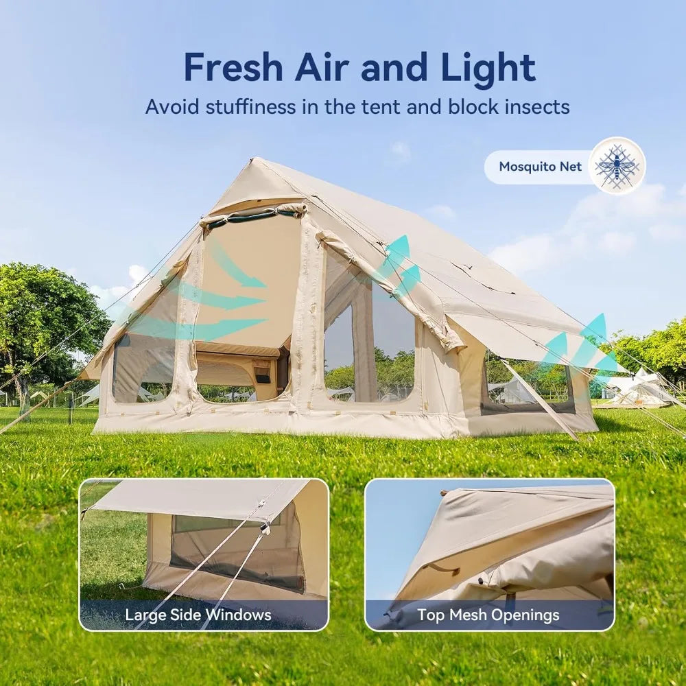 Inflatable Blow Up Tents for Camping,Waterproof Oxford Hot Tent with Manual Pump,Spacious Easy Setup Inflatable Camping