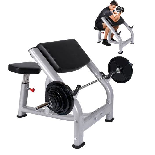 Preacher Curl Weight Bench Adjustable Bench Seat Seated Isolated Barbell Dumbbell Biceps Station for Home Gym Fitness Training